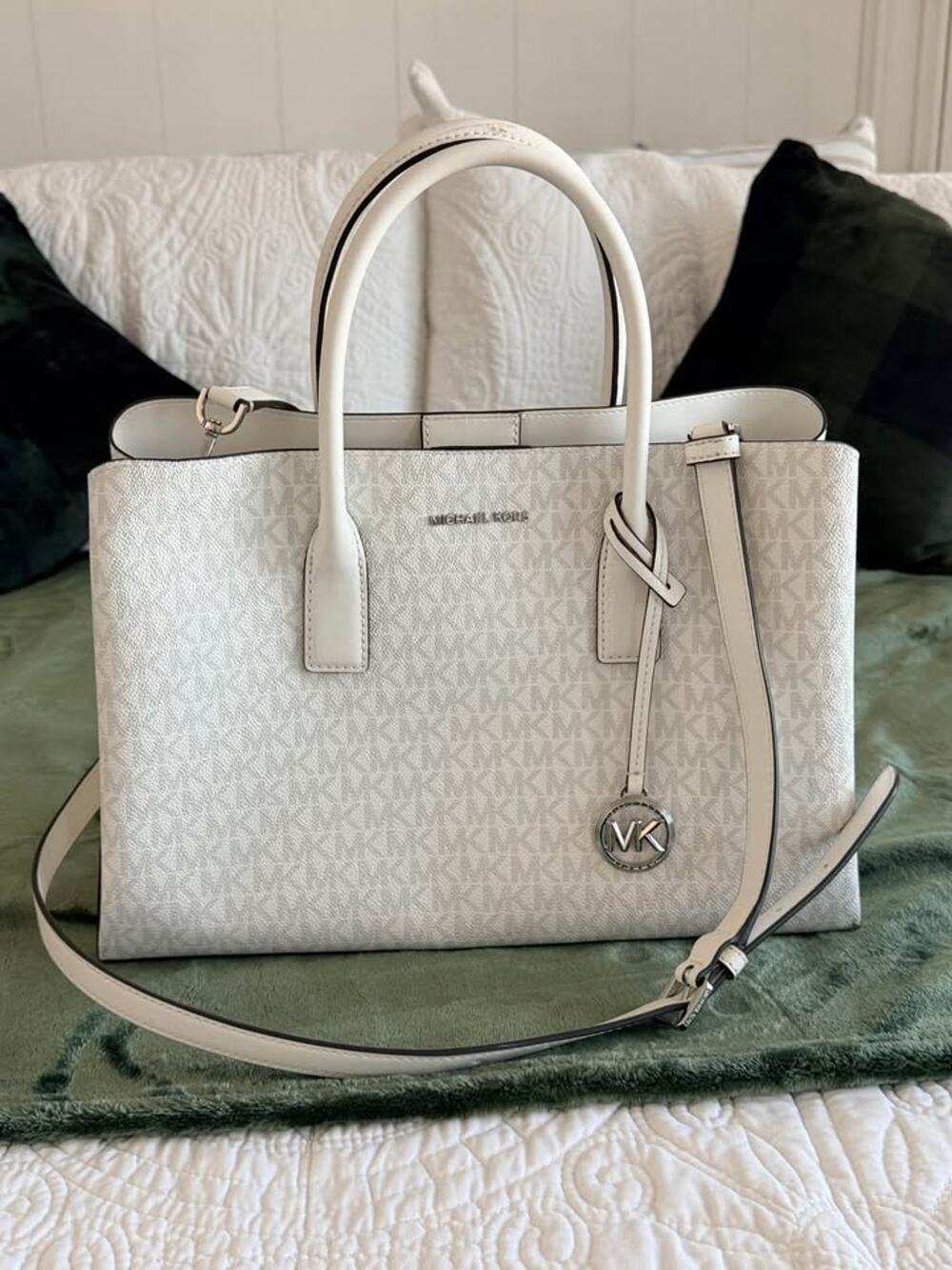 Michael Kors Ruthie Signature Large Satchel Bag - Optic White (LIKE NEW)